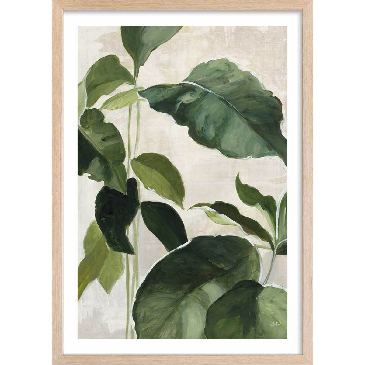 Poster Aquarelle botanique Affiche + cadre en bois - Chêne