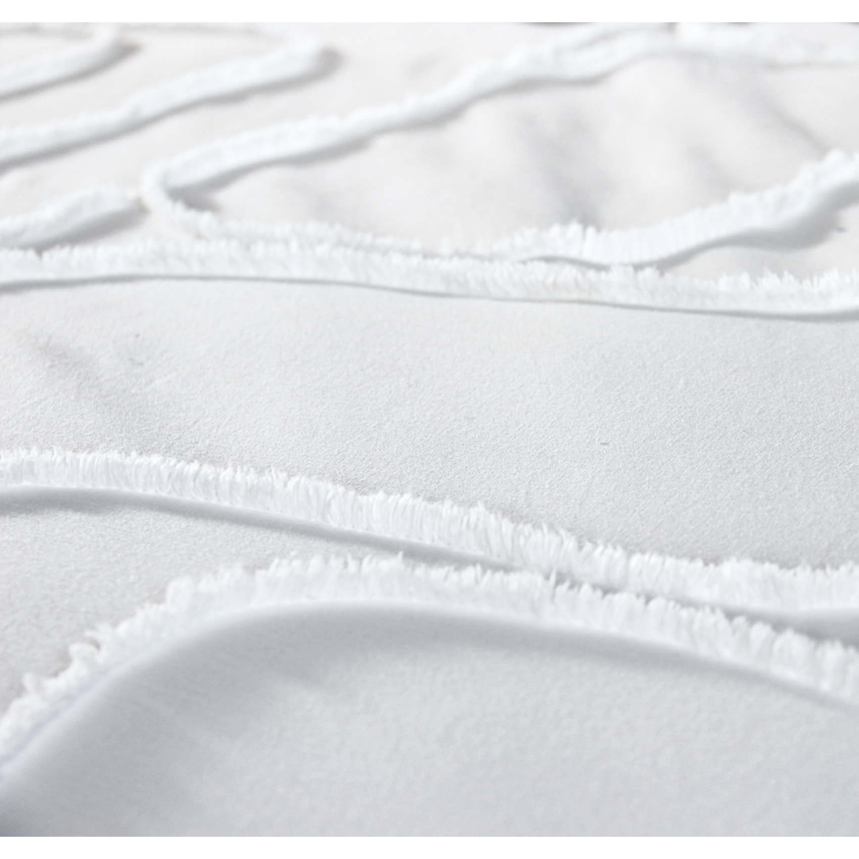 Parure de lit coton lavé tuftée géométrique abstrait - Blanc
