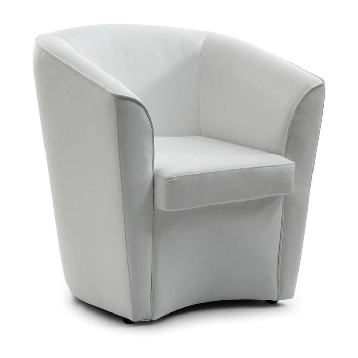 Poltrona Artello, Poltrona da salotto, 100% Made in Italy, Poltroncina relax in ecopelle, Cm 70x60h74, Bianco