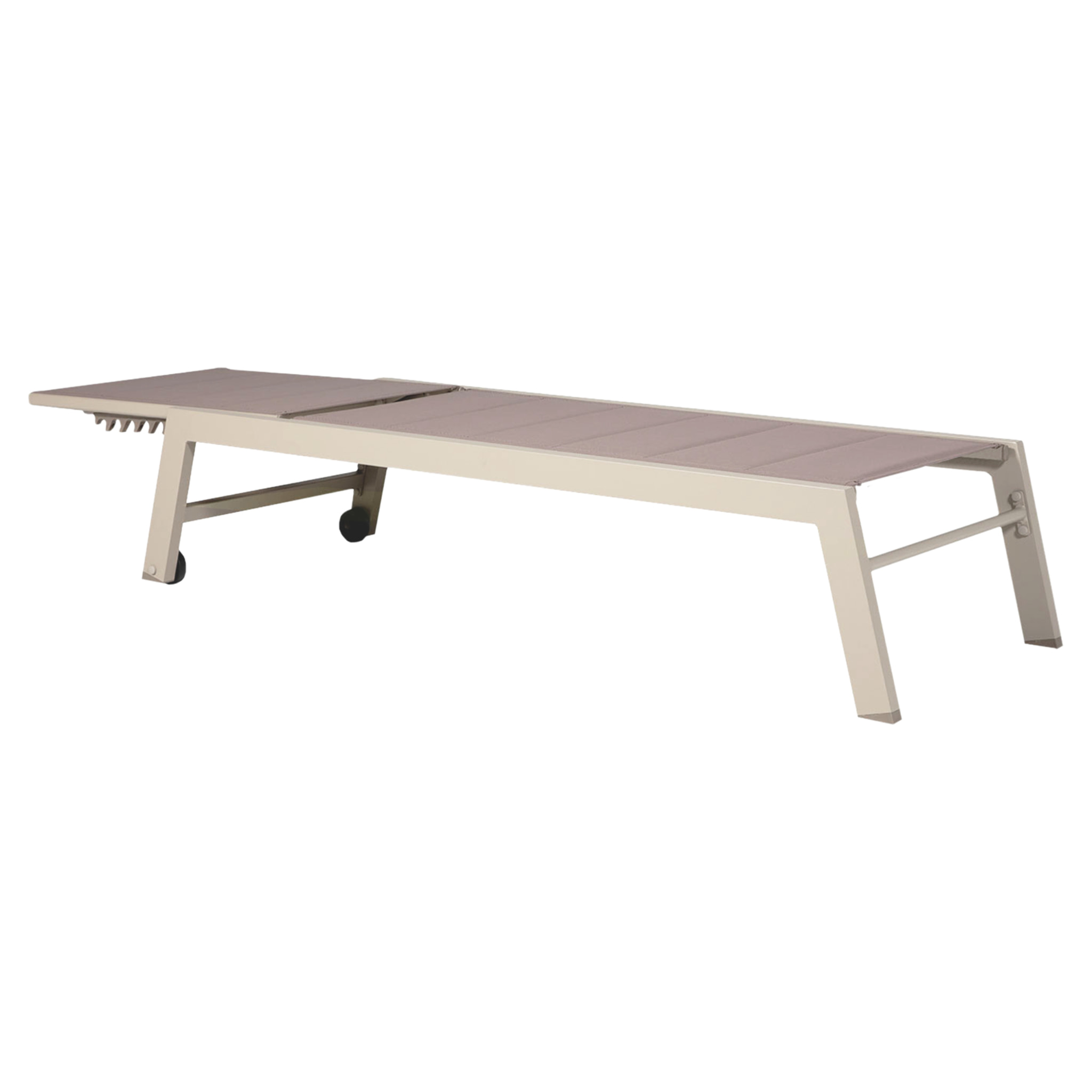 Lot de 2 bains de soleil BARBADOS en textilène taupe - aluminium taupe