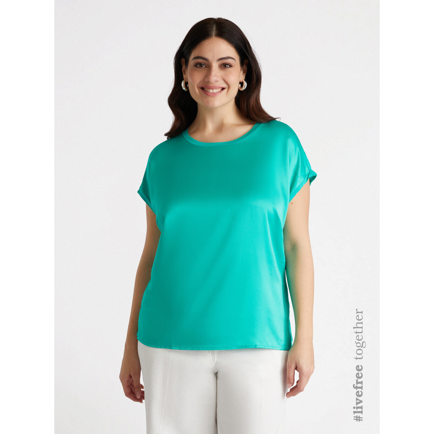 Fiorella Rubino - Blusa en raso y tejido de punto - Green Water