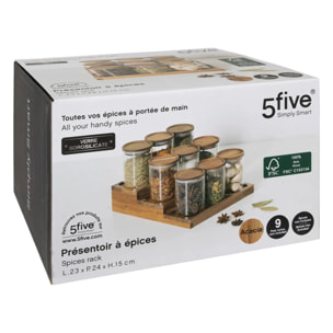 Présentoir à épices "Harmony" avec lot de 9 bocaux en acacia