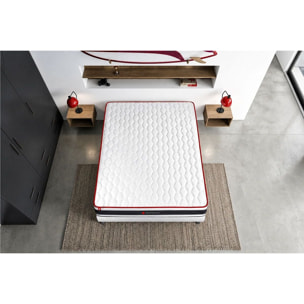 Ensemble Matelas Sommier 90x190 cm - Sommier Blanc (déjà monté) - Energy