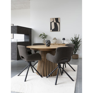Set 2 sedie girevoli da pranzo Amorim in bouclé mushroom con gambe nere