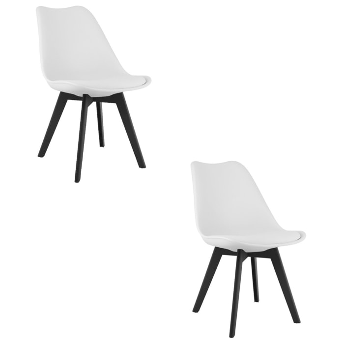 Set di 2 sedie Mark in polipropilene bianco con gambe nere