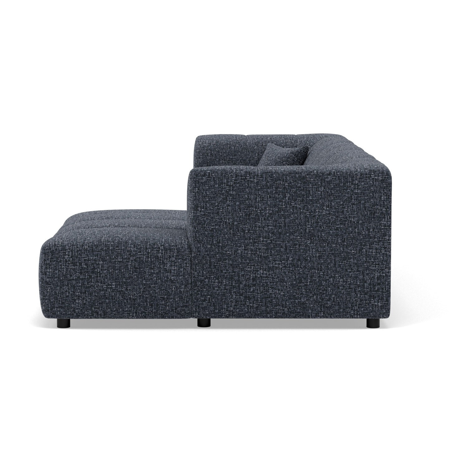 Curtis - canapé d'angle droit 4 places avec accoudoir en tissu texturé - Bleu