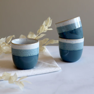 Lot de 6 tasses expresso bleus en grès 11cl RIGA