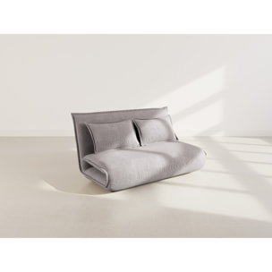 Candice - Banquette 2 places convertible clic-clac en velours côtelé - Gris clair