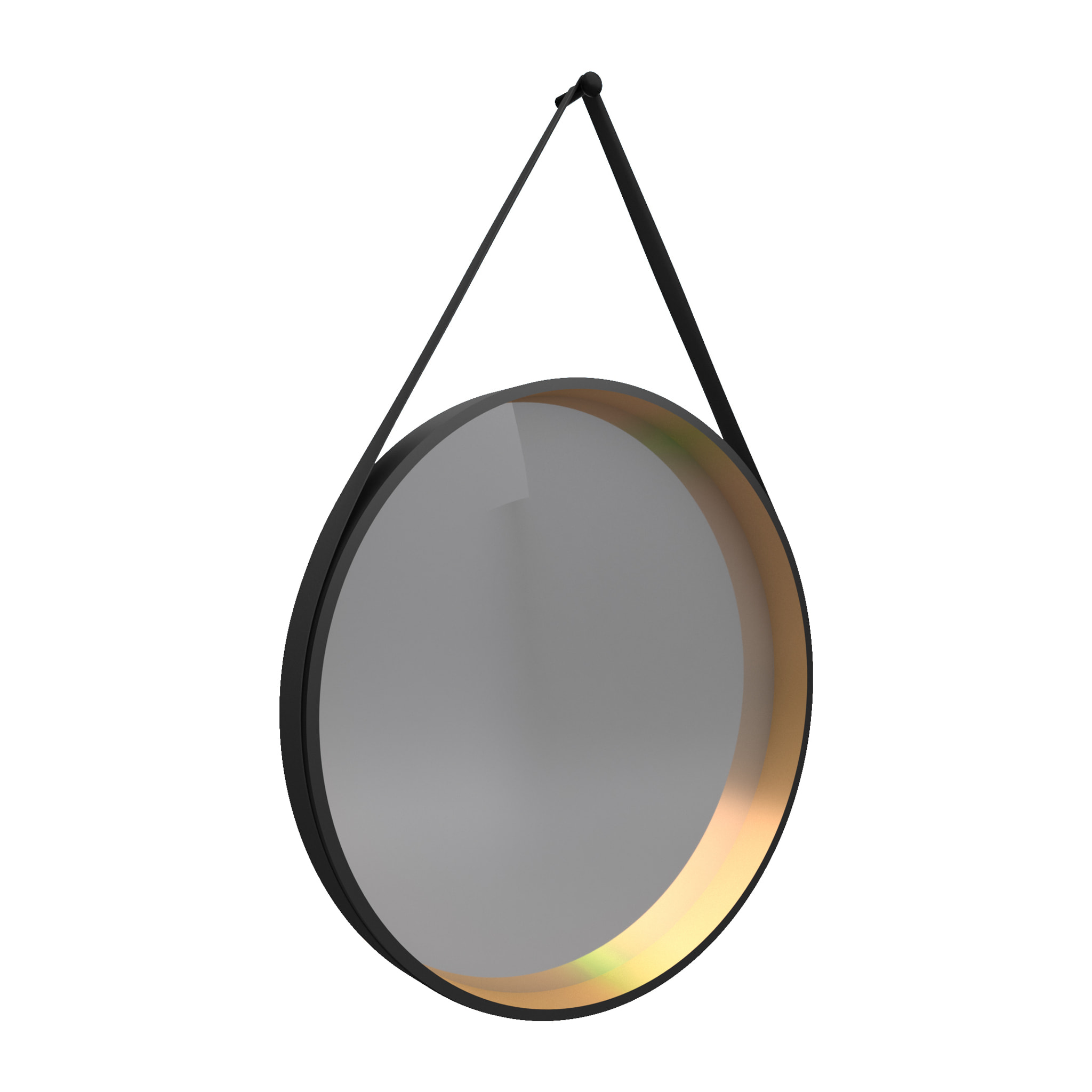 Miroir salle de bain rond - diamètre 55cm - noir mat et finition bronze - CIRCLE HORUS