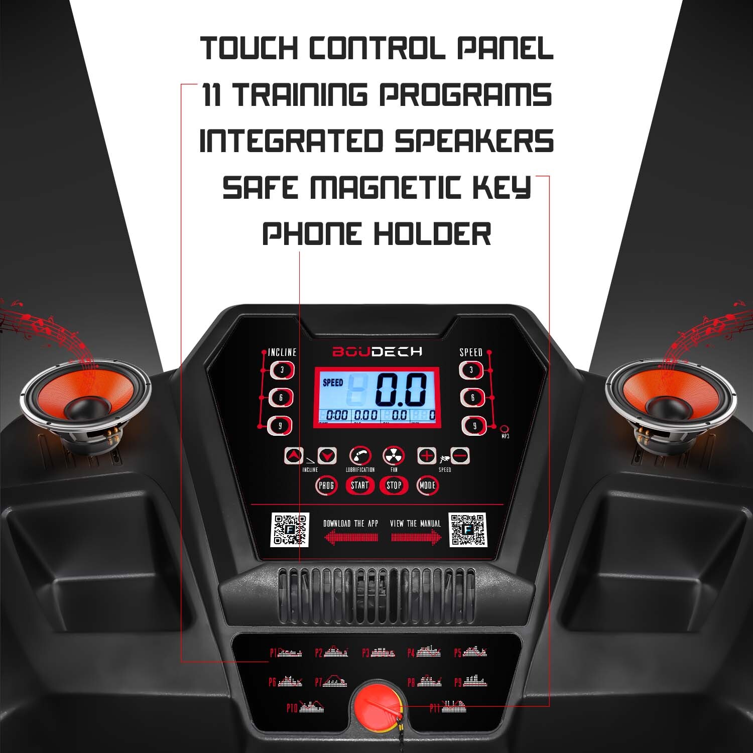 DYNAMIC - Tapis Roulant Elettrico Pieghevole 2200W inclinazione automatica, sospensioni ammortizzate autolubrificazione app system