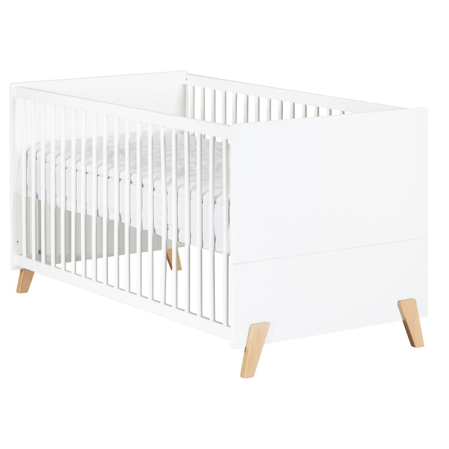 Lit évolutif 140x70 - Little Big Bed sur pieds en bois blanc