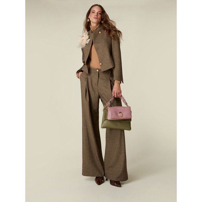 Oltre - Pantaloni palazzo misto lana - Marrone