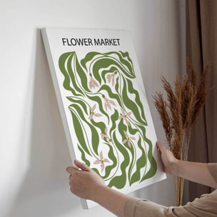 Tableau floral vert et beige style organique moderne Toile imprimée