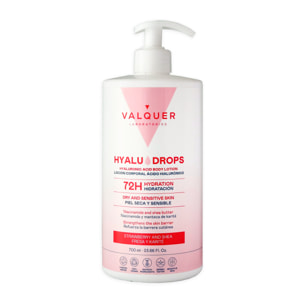 Valquer Hyaludrops Loción Corporal Fresa y Karité – Hidratación 72H - 700 ml