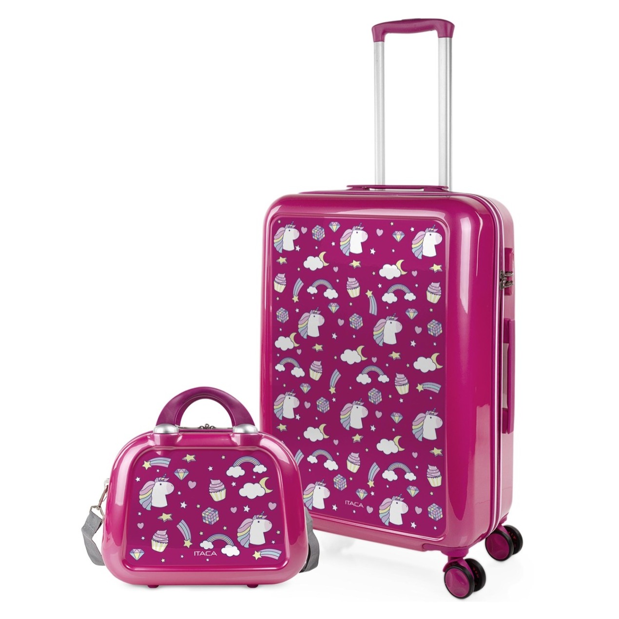 Juego De Maletas Pc Itaca Base Fucsia Fucsia Unicornios