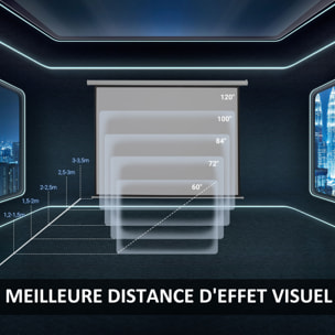 Écran de projection motorisé 100 pouces, 16:9 4K HD - mural avec télécommande - blanc