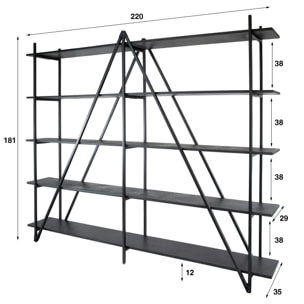 Grande étagère de salon moderne 220 cm RALF