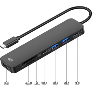 Hub ESSENTIELB 7 en 1 USB C noir