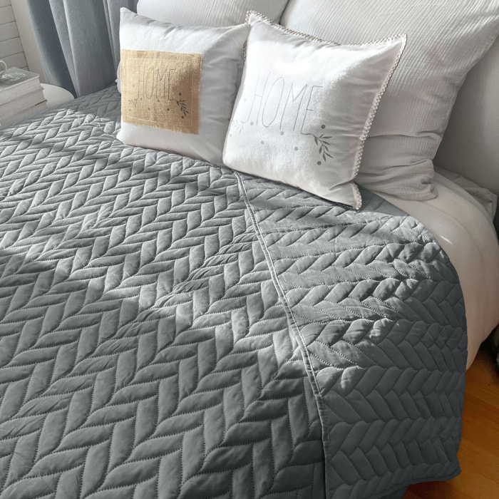 Couvre lit en microfibre dessin par ultrason - Gris clair