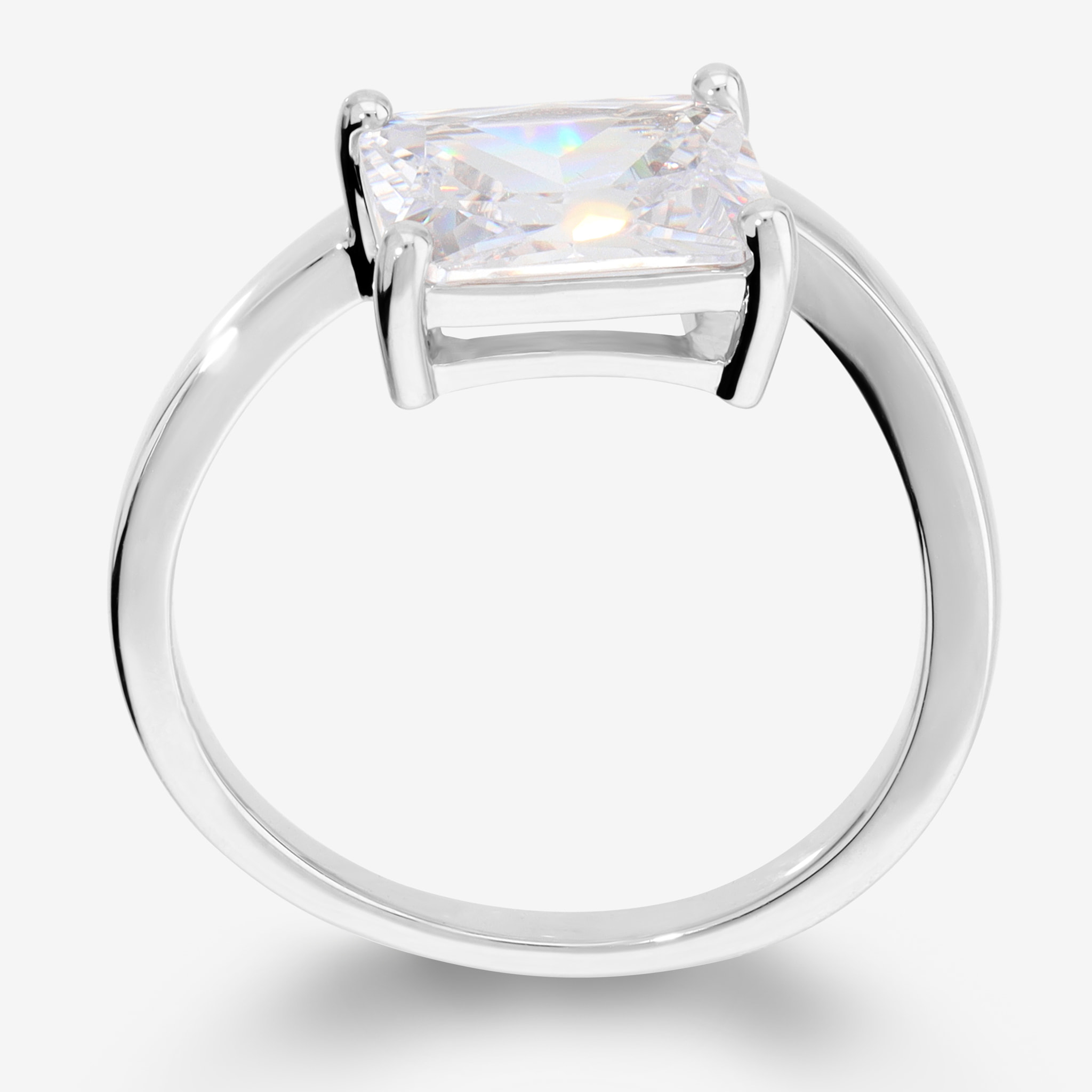 Anello Solitario con Cubic Zirconia a Baguette