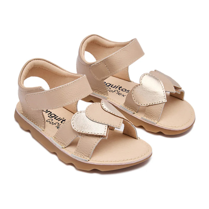 Sandalias de Niña de Napa Barefoot Goflex en Beige