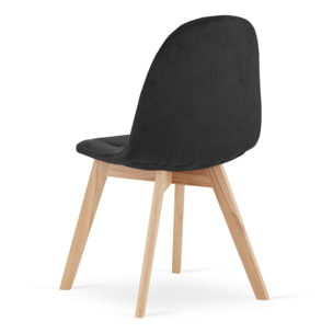 Set di 2 sedie Bora in velluto nero con gambe in faggio