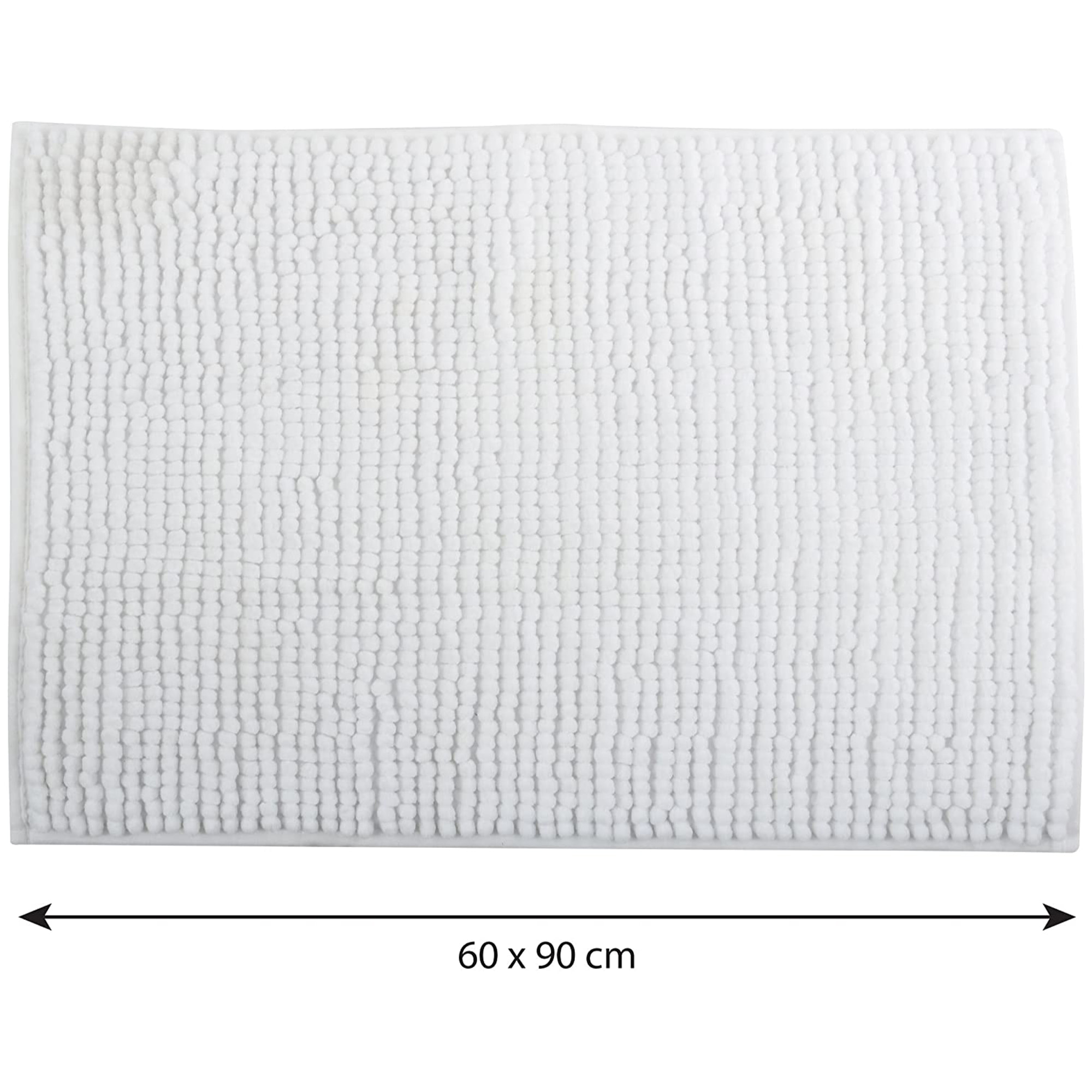Alfombra de baño MSV "Chenille" antideslizante de microfibra en color blanco 60 x 90 cm