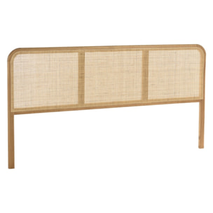 AMY - Tête de lit en bois de mindi et rotin naturel pour lits 160/180cm AMY