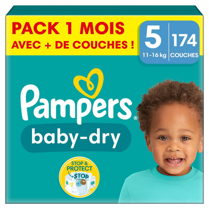 174 Couches Pampers Baby-Dry, Taille 5, 11-16 kg