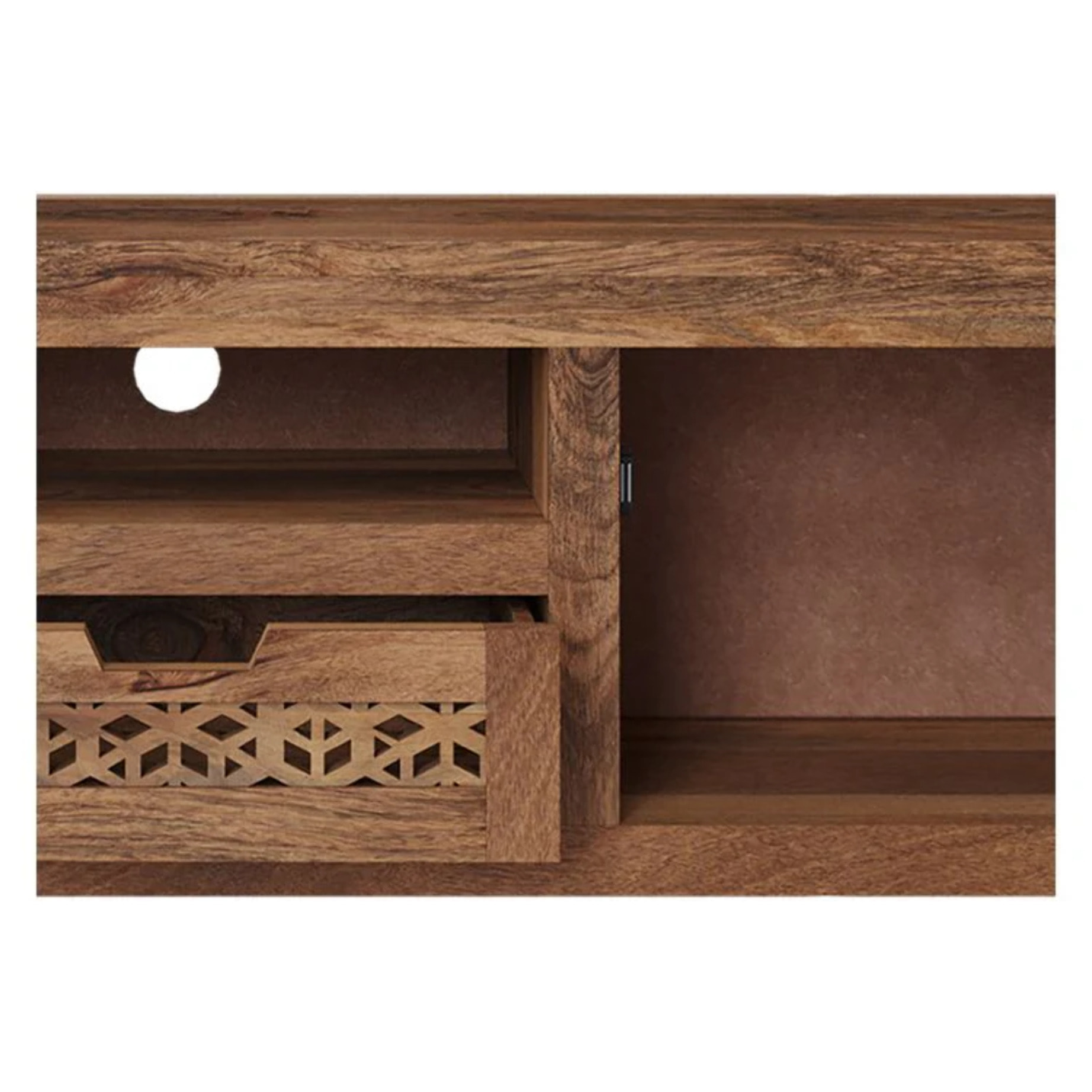 Meuble TV ajouré en bois de manguier 150 cm - Jaya