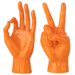 J-Line Figurine Langage des Signes - polyrésine - orange foncé - 2 pièces