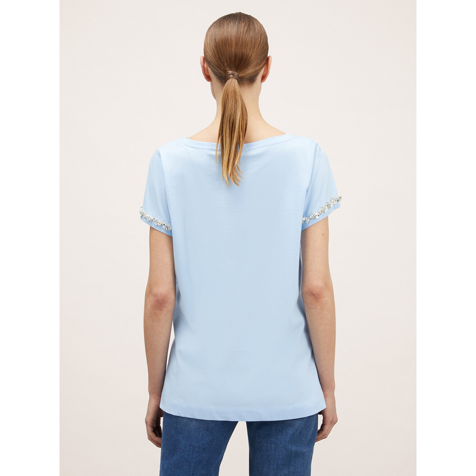 Motivi - Camiseta con mangas bordadas con piedras - Light - blue