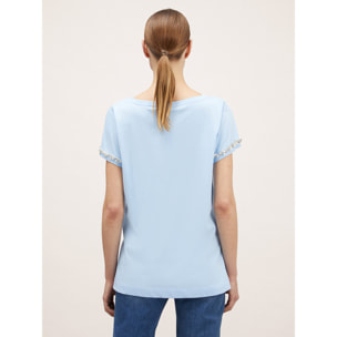 Motivi - Camiseta con mangas bordadas con piedras - Light - blue