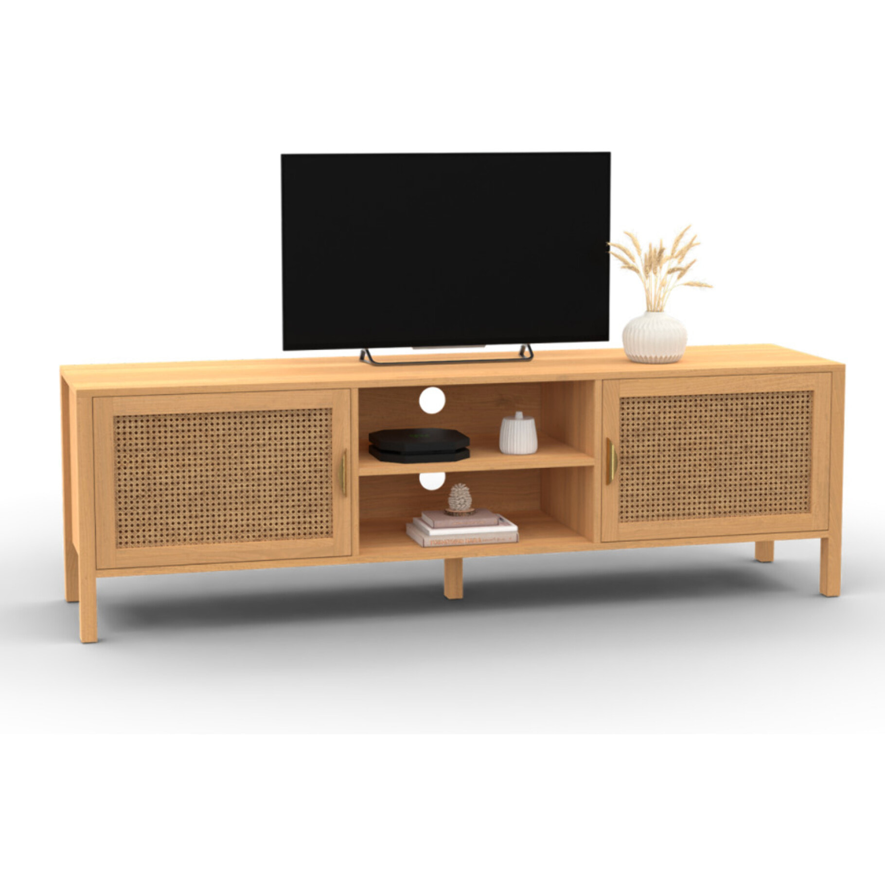 Meuble TV en cannage Eve 2 portes L160cm