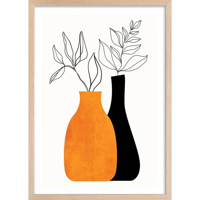 Affiche fleurs ""plante"" Affiche sous cadre bois