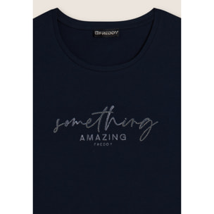 T-shirt a maniche lunghe con scritta “Something Amazing”