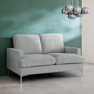 Canapé 2 places en tissu gris clair L 143 x P 90 x H 89cm - Hans