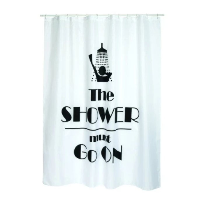 Rideau de douche Polyester SHOWER 180x200cm QUALITE PREMIUM Noir & Blanc - Anneaux inclus MSV