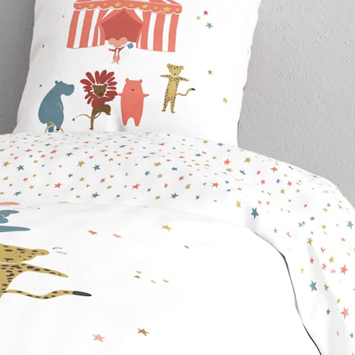 Parure de lit enfant imprimé 100% coton - circus - rose