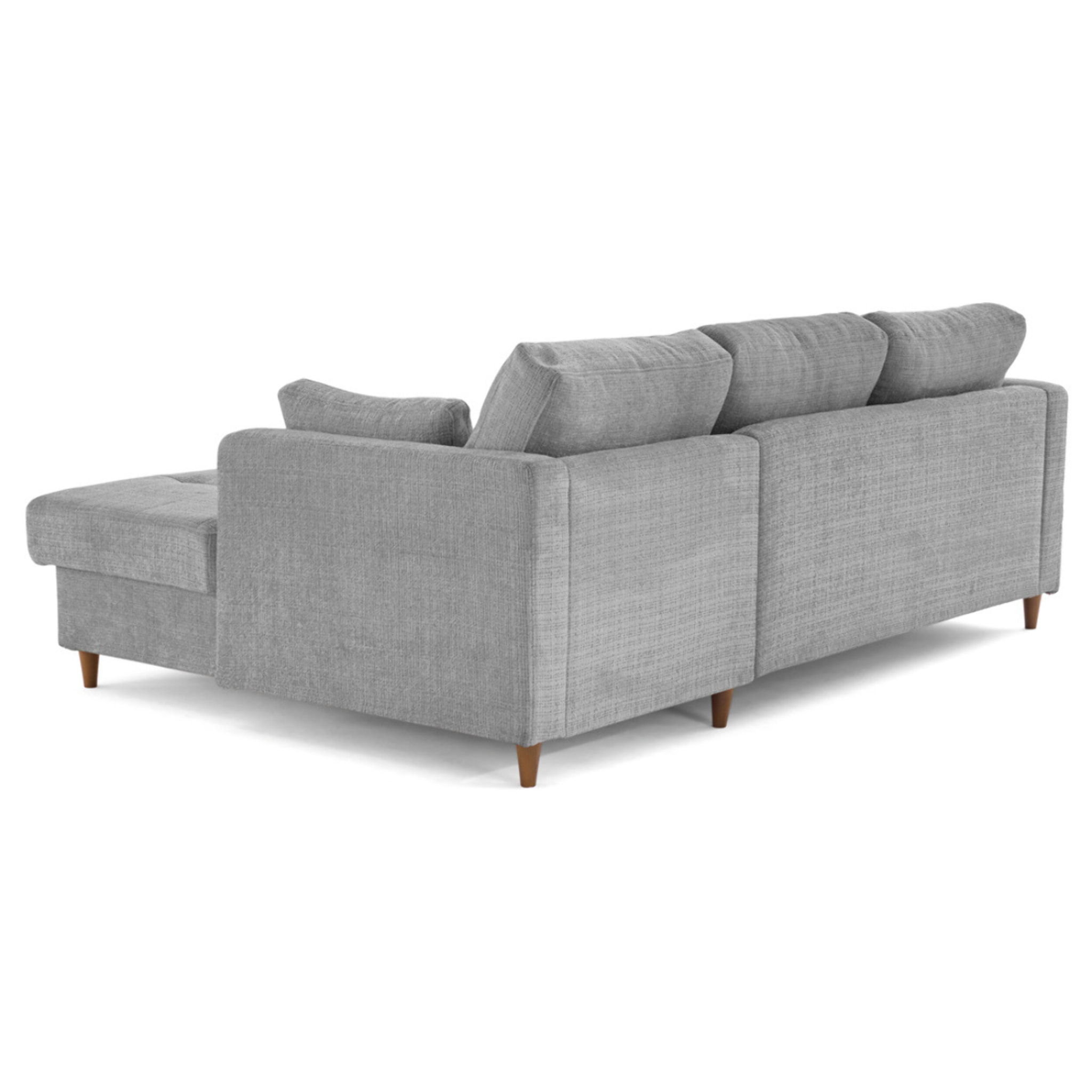 Anna - canapé d'angle droit 4 places convertible avec coffre en velours texturé - Gris
