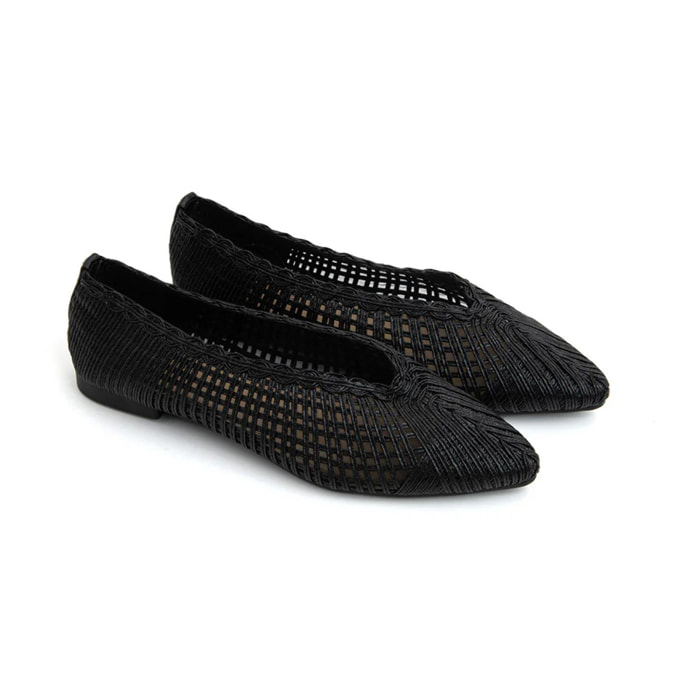 Ballerina texture-chic a punta - NERO