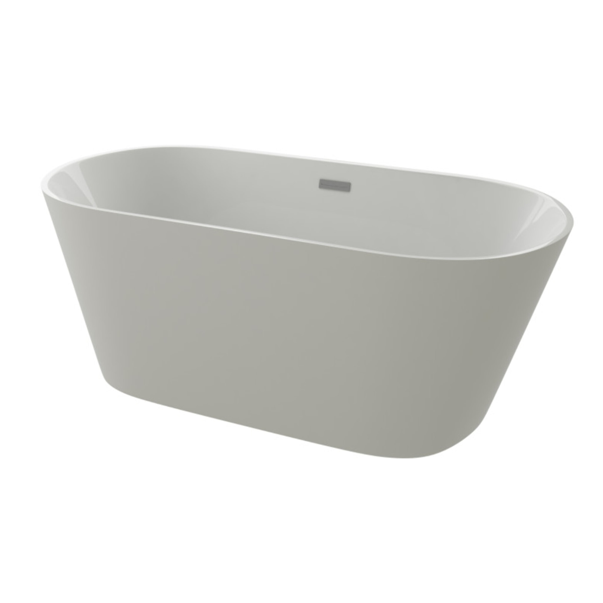 MSV - Corbin Baignoire Îlot Ovale 170 cm en Acrylique Blanc Brillant, Baignoire Compacte 1 Place avec Vidage Central et Trop-plein Blanc