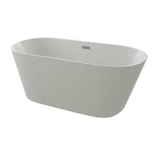MSV - Corbin Baignoire Îlot Ovale 170 cm en Acrylique Blanc Brillant, Baignoire Compacte 1 Place avec Vidage Central et Trop-plein Blanc