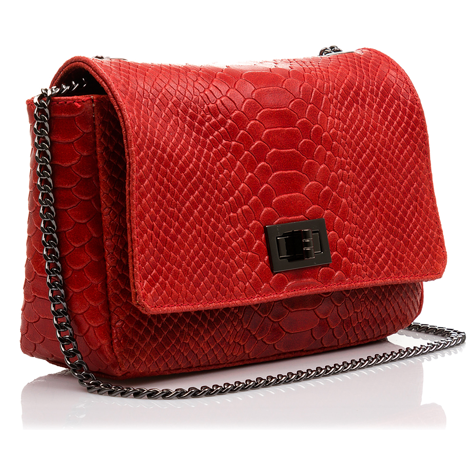 Dalida Borsa a tracolla Donna.Pelle autentica Camoscio Inciso Serpente