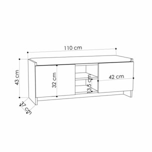 Scarpiera Dbarrec, Mobile portascarpe, Armadio da ingresso multiuso, Mobiletto per calzature, 110x37h43 cm, Bianco