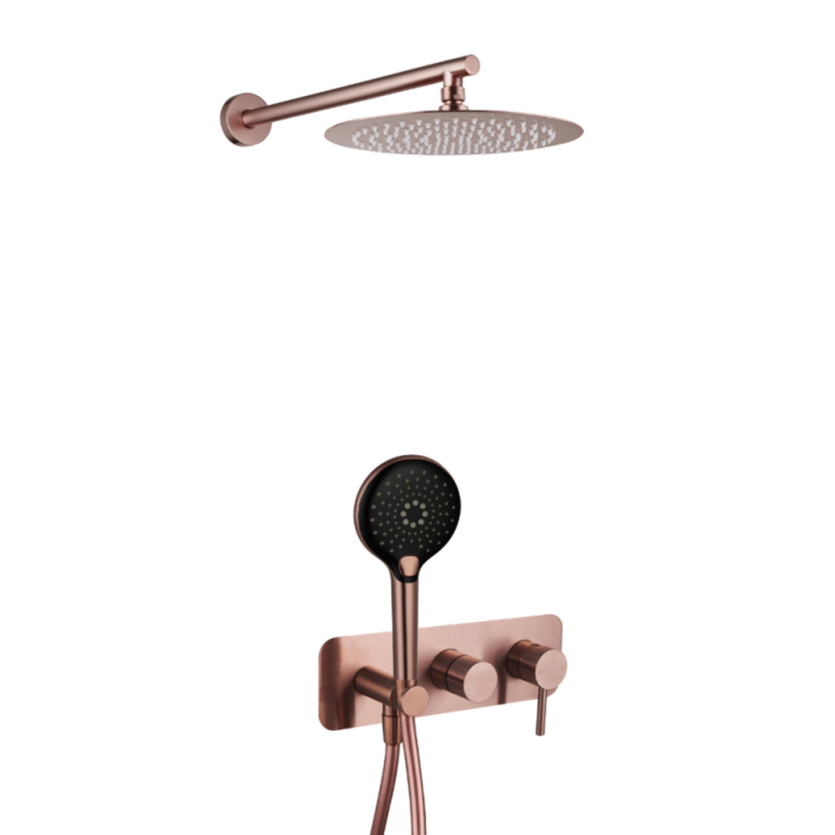 Colonne de douche mécanique encastré PAINI Ortence  bronze cuivré + douchette 3 jets + corps encastré