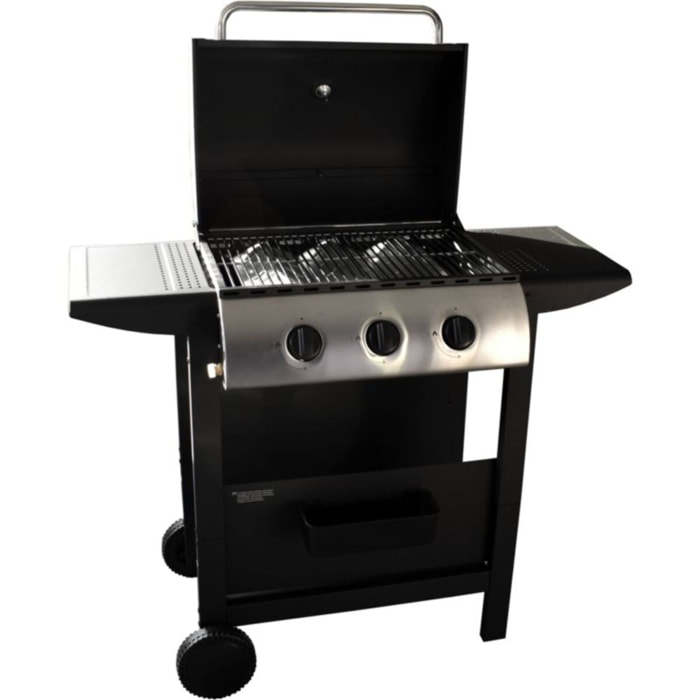 Barbecue gaz LISTO BGZ L1 noir 3 brûleurs sur chariot, 51x34 cm