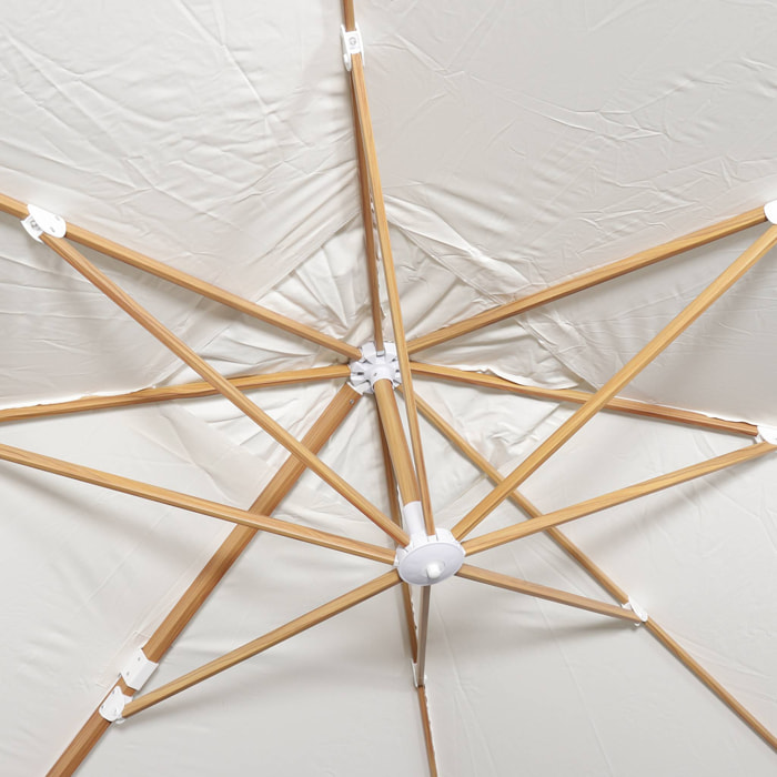 Parasol déporté rectangulaire 3x4m, mât effet bois + dalles à lester 50x50cm WIMEREUX + DALLES