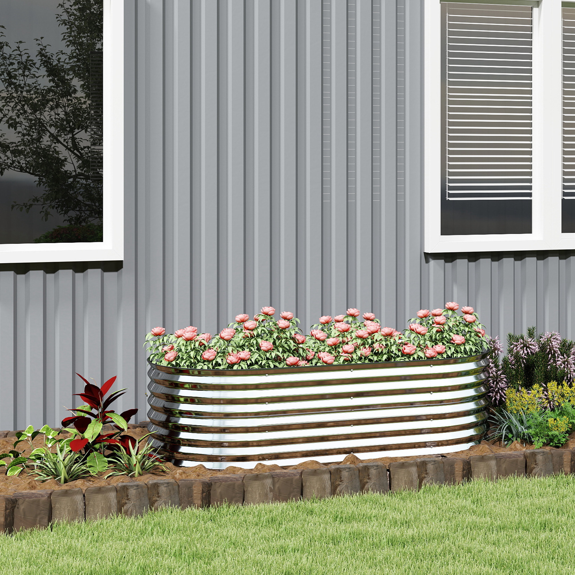 Carré potager de jardin L.160 x P.80 x H.56 cm modulable tôle d'acier galvanisée ondulée