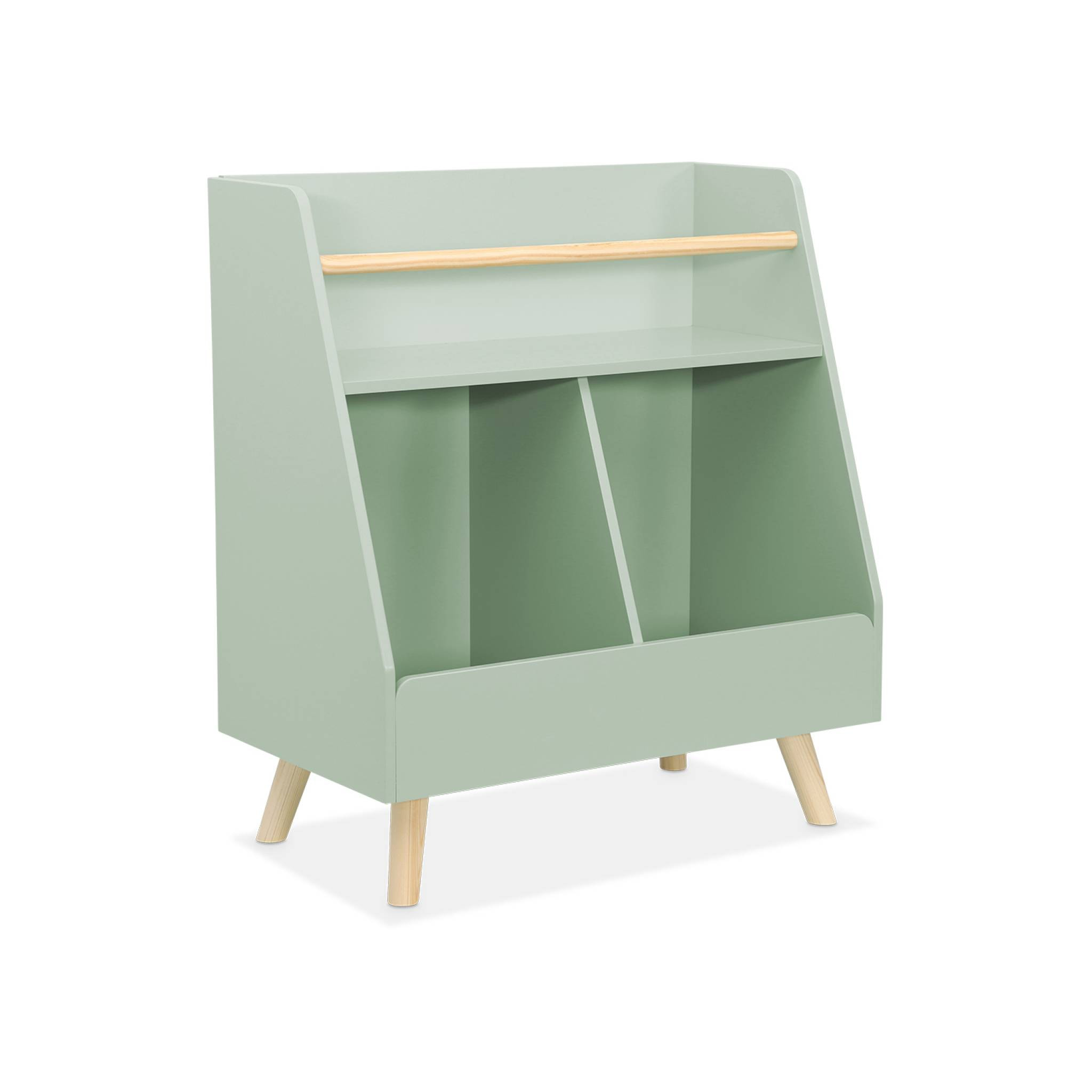 Meuble de rangement enfant. vert. 2 compartiments